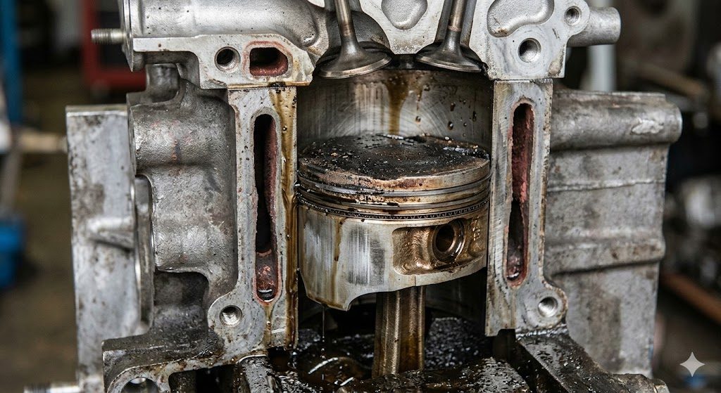 Blue Smoke Tailpipe Symptoms Worn Piston detail shot