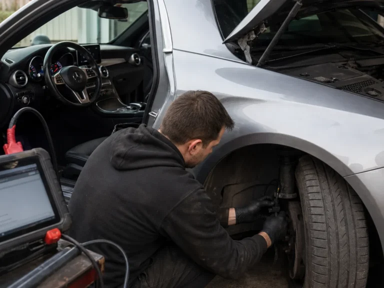 Technician checking vehicle mercedes esp inoperative after restart: wheel speed sensor or steering angle sensor? symptoms in the braking system