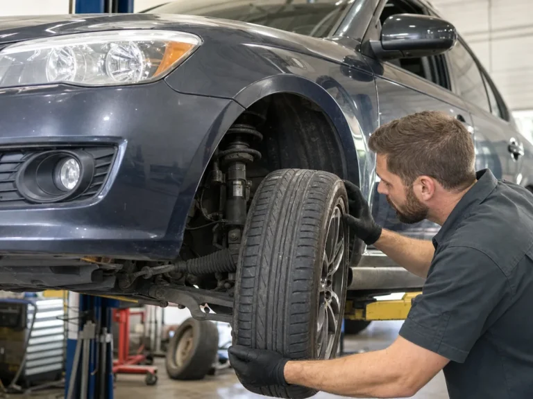 Technician checking vehicle steering wheel shakes at 60–70 mph but not while braking: tire balance or suspension? symptoms in the braking system