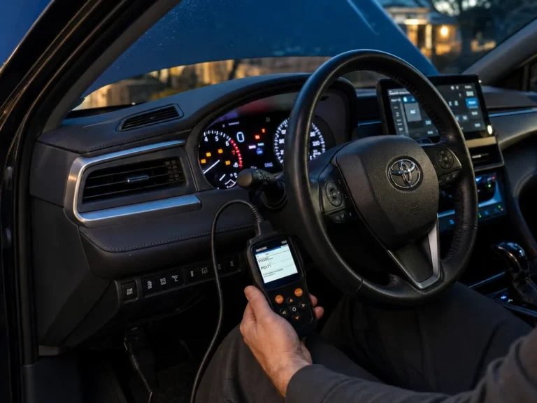 Technician checking vehicle toyota check engine, vsc, and trac off lights together: start with the engine code symptoms in the misfire system