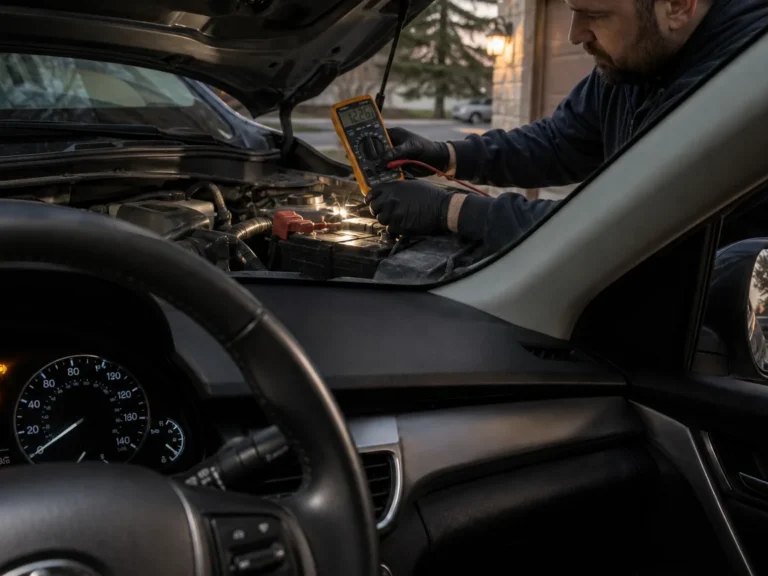 Technician checking vehicle toyota vsc trac off after alternator or battery issue: why warning lights stack up symptoms in the evap system