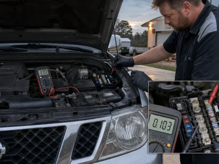 Mechanic inspecting electrical components during repair guide