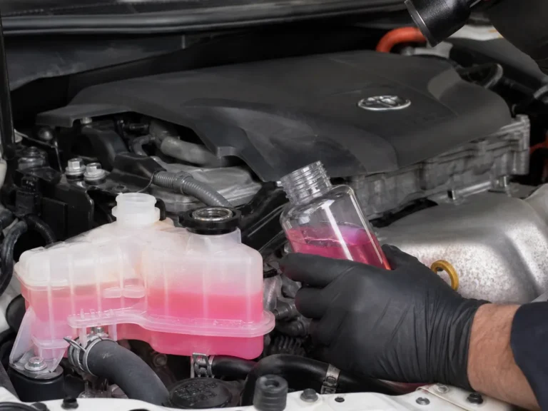 Mechanic inspecting cooling components during repair guide