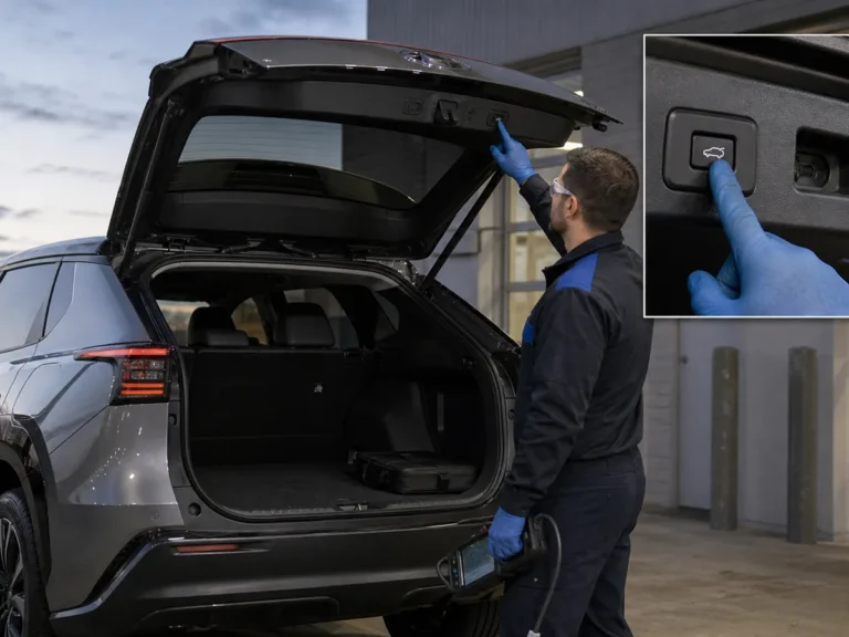 Mechanic inspecting braking components during repair guide