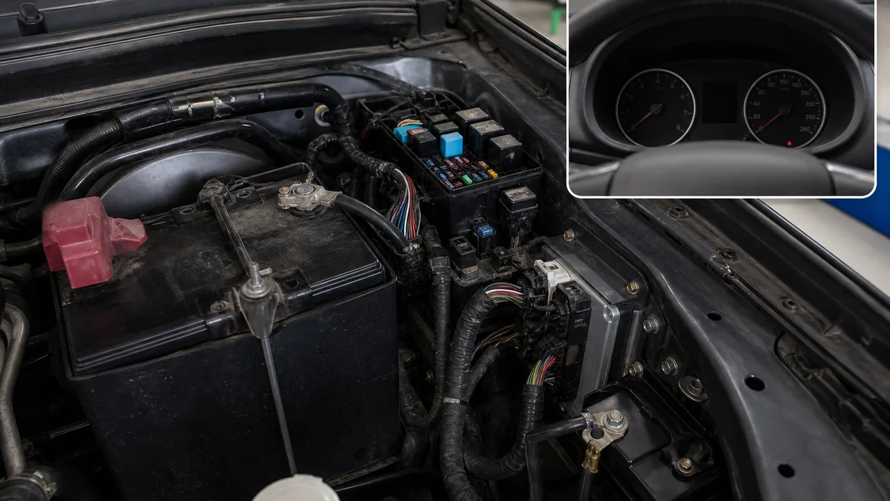 How to Diagnose a 2017 Mitsubishi L200 Electrical Failure With Dead Gauges and Locked Transmission 1 Section 1: What dead gauges and locked transmission usually mean; connect the cluster, ECU, TCM, BCM, immobilizer, and CAN bus in plain language. illustration for How to Diagnose a 2017 Mitsubishi L200 Electrical Failure With Dead Gauges and Locked Transmission