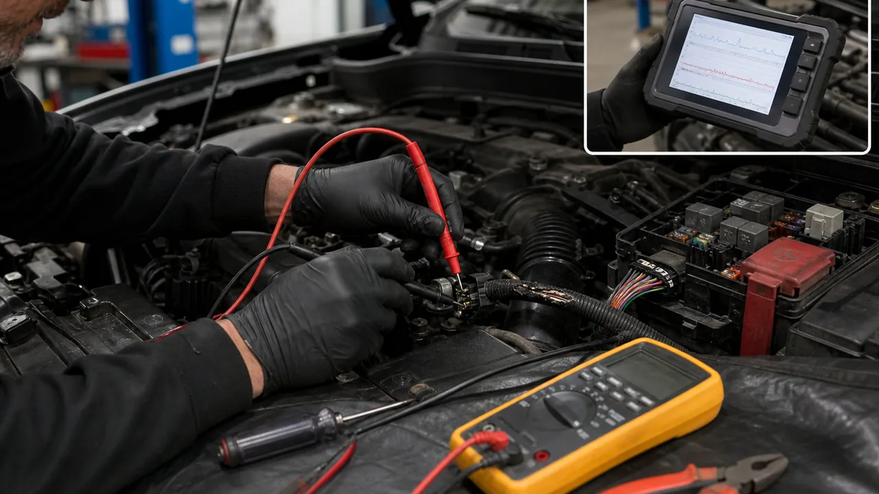 Technician Diagnostic Flow for Suspected Rodent Wiring Damage illustration for How to Stop Mice From Gnawing Car Wires Under the Bonnet