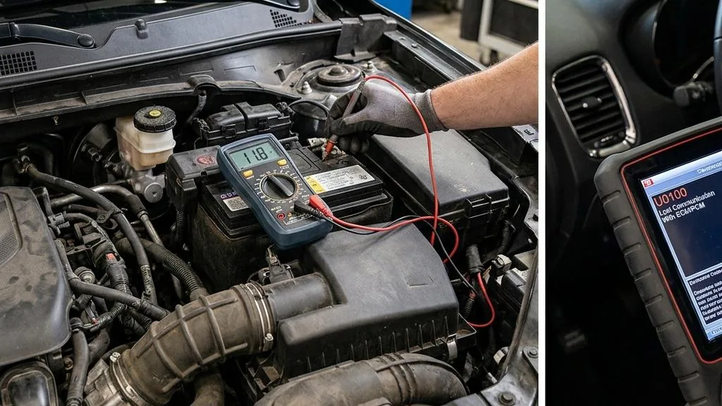 Main causes illustration for U0100 Lost Communication With ECM: Battery Voltage, CAN Bus, or Bad Module?