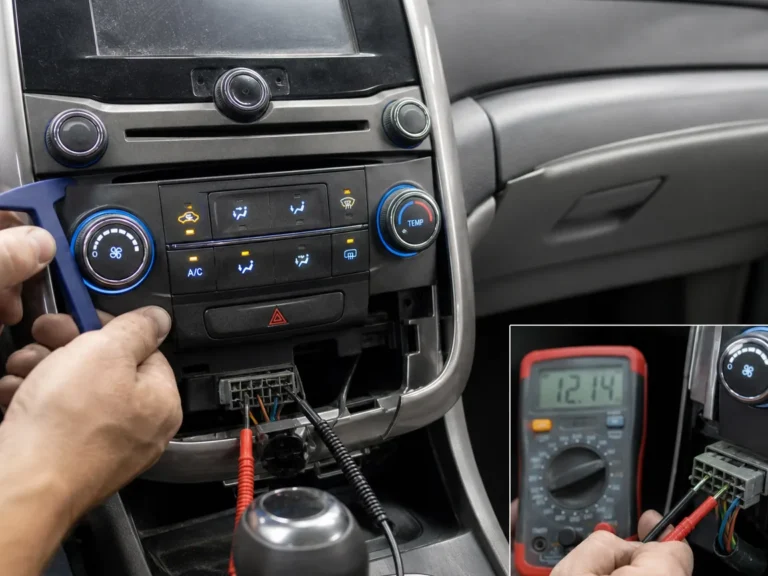 Mechanic inspecting hvac components during repair guide