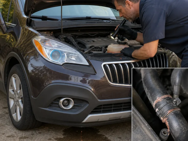 Mechanic inspecting cooling system components during repair guide