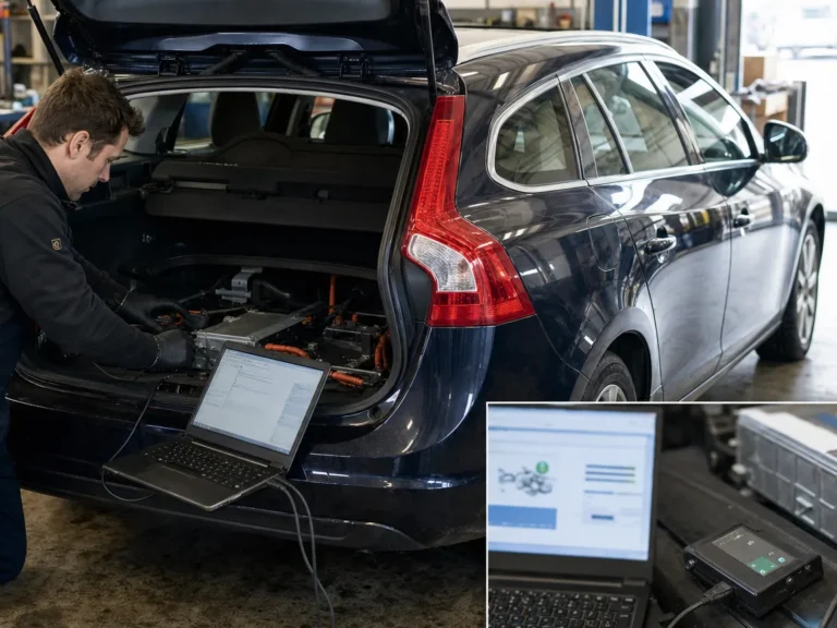 Mechanic inspecting cooling components during repair guide