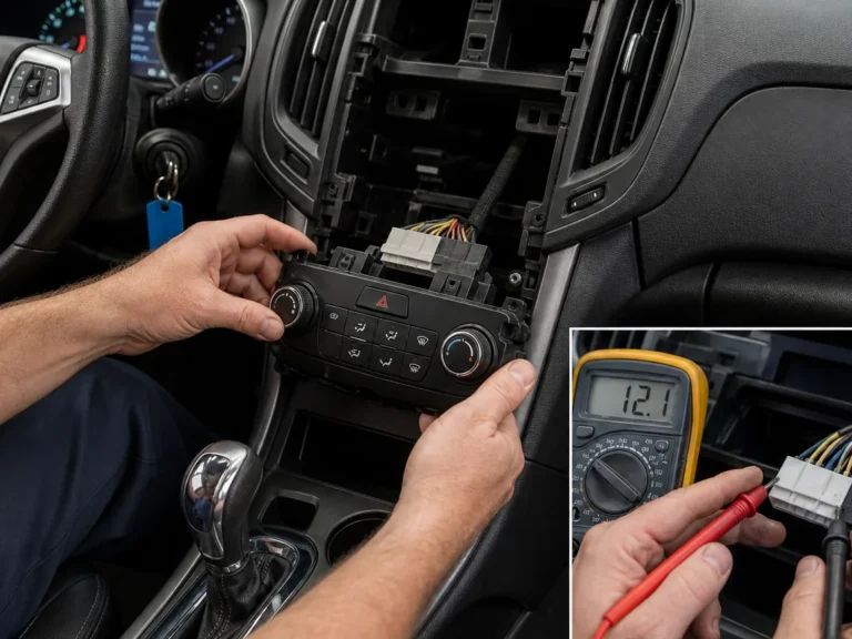 Mechanic inspecting hvac components during repair guide