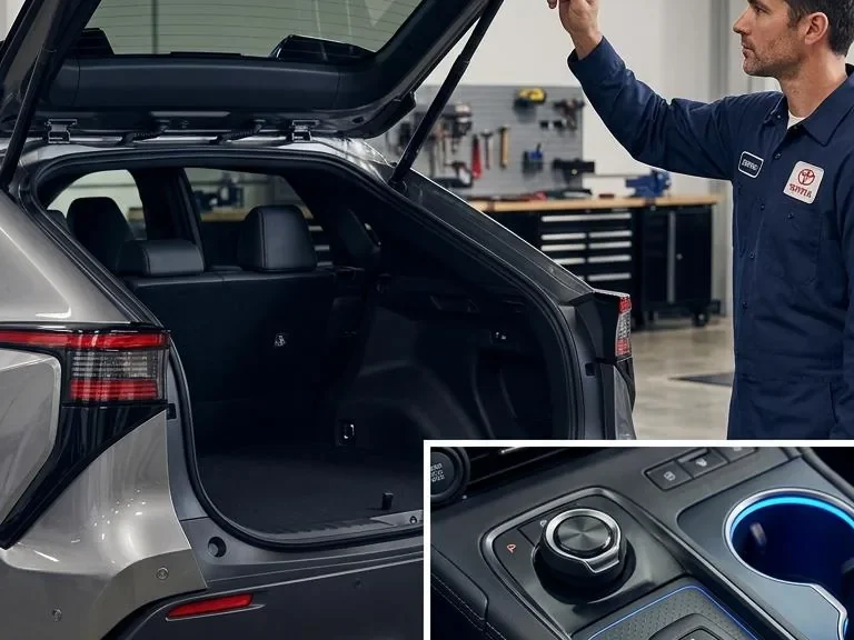 Mechanic inspecting body & interior components during repair guide
