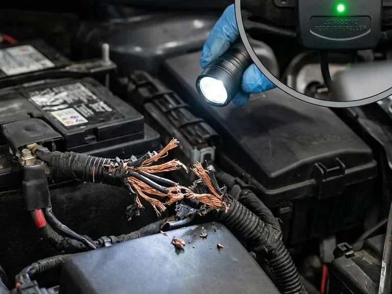 Mechanic inspecting electrical & battery components during repair guide